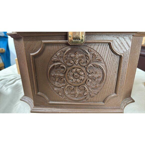 Sewing Box 1970s Faux Wood plastic Large Tray Craft Max Klein - Picture 1 of 9